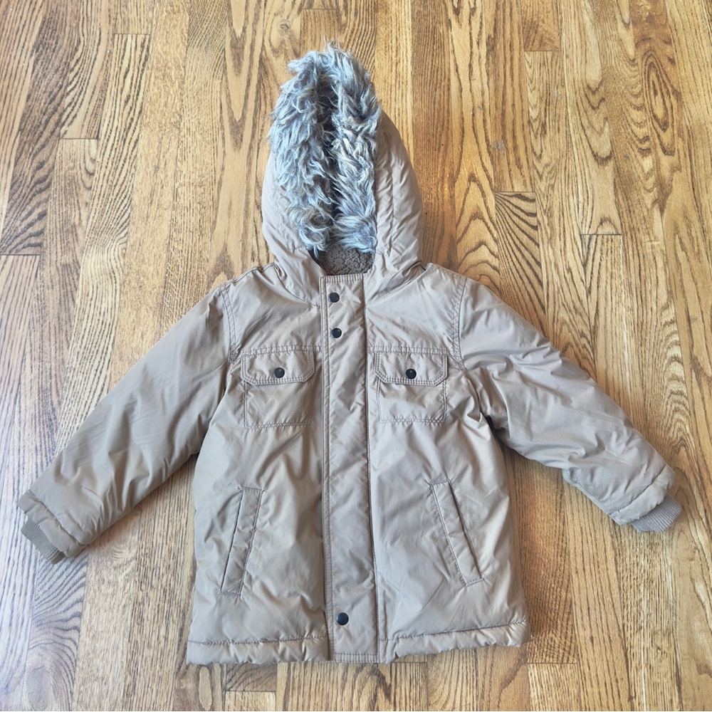 GREAT CONDITION! Unisex Faux-Fur-Trim Hooded Parka for Toddler Size 4T
